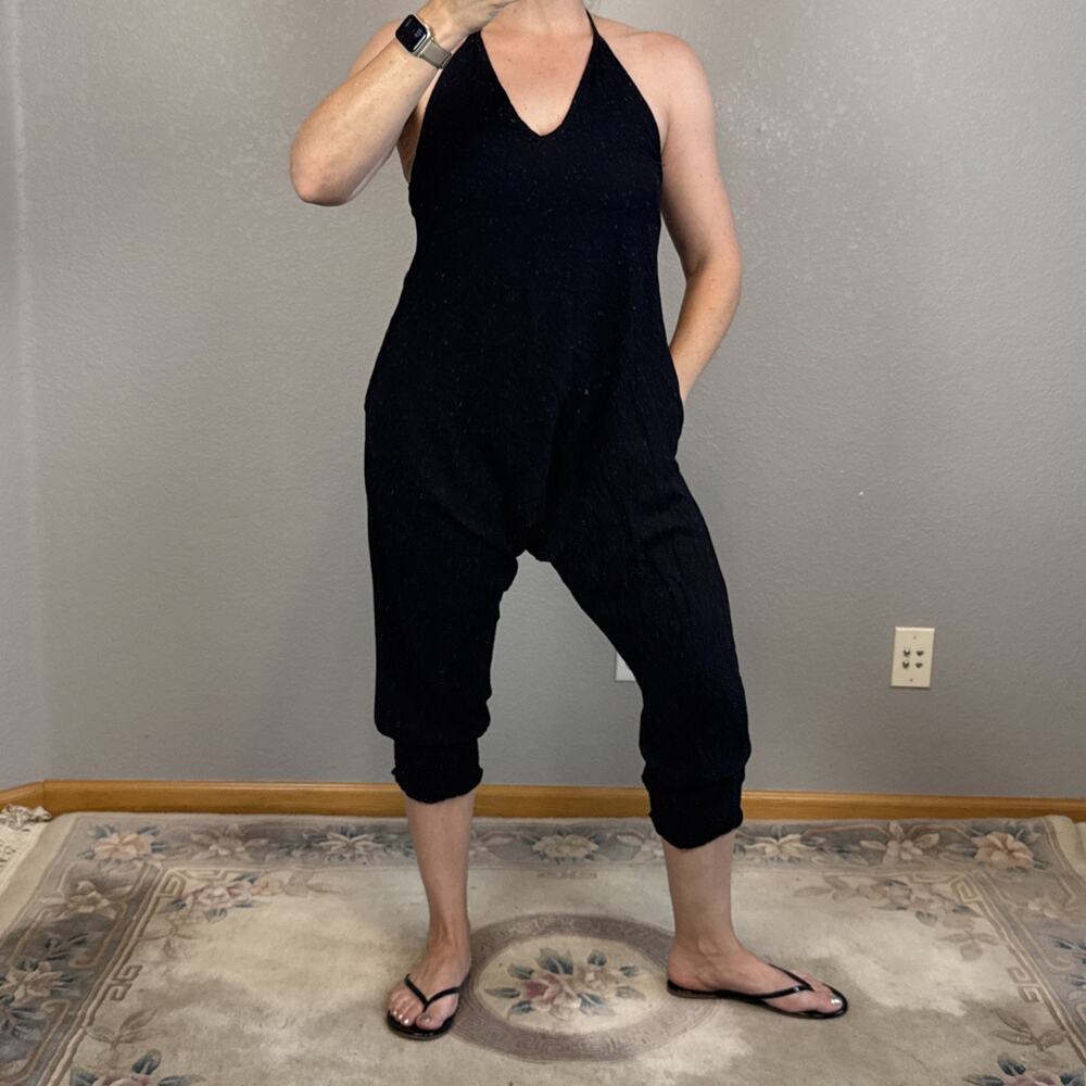 Buddha Pants Catsuit Jumpsuit Size‎ XS Black Cotton Relax Drop Crotch Yoga Boho